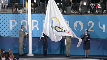 [Flag, In Paris, Is Upside Down] Olympic Flag At The Opening Ceremonies In Shop Is Upside Down